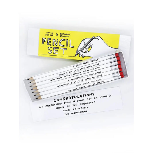 David Shrigley Artist Gift Set of 7 Pencils