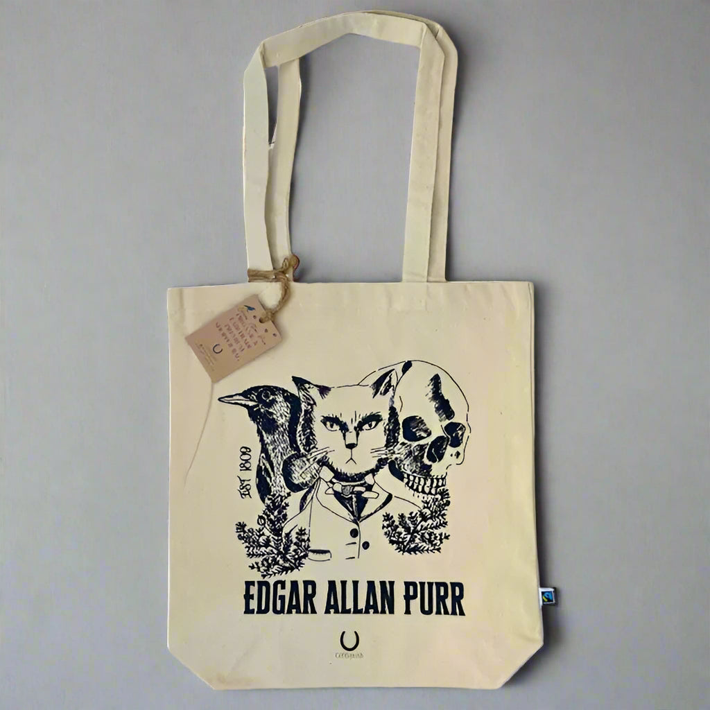 Edgar Allan Purr Fairtrade Organic Tote Bag