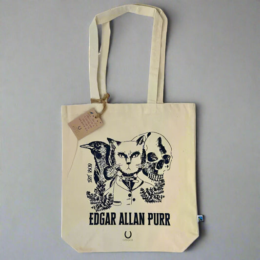 Edgar Allan Purr Fairtrade Organic Tote Bag