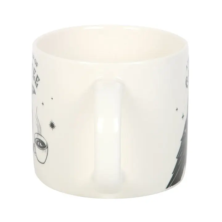 Fresh Cup of Cawfee Gothic Raven Mug Handle View