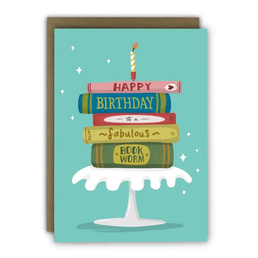 Fabulous Book Worm Birthday Card