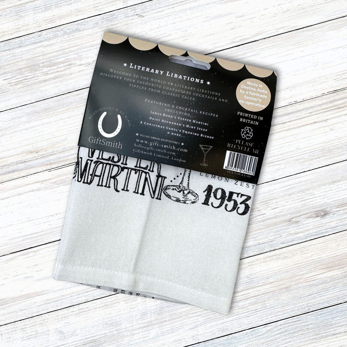 Literary Libations: Fairtrade Cotton Cocktail Tea Towel