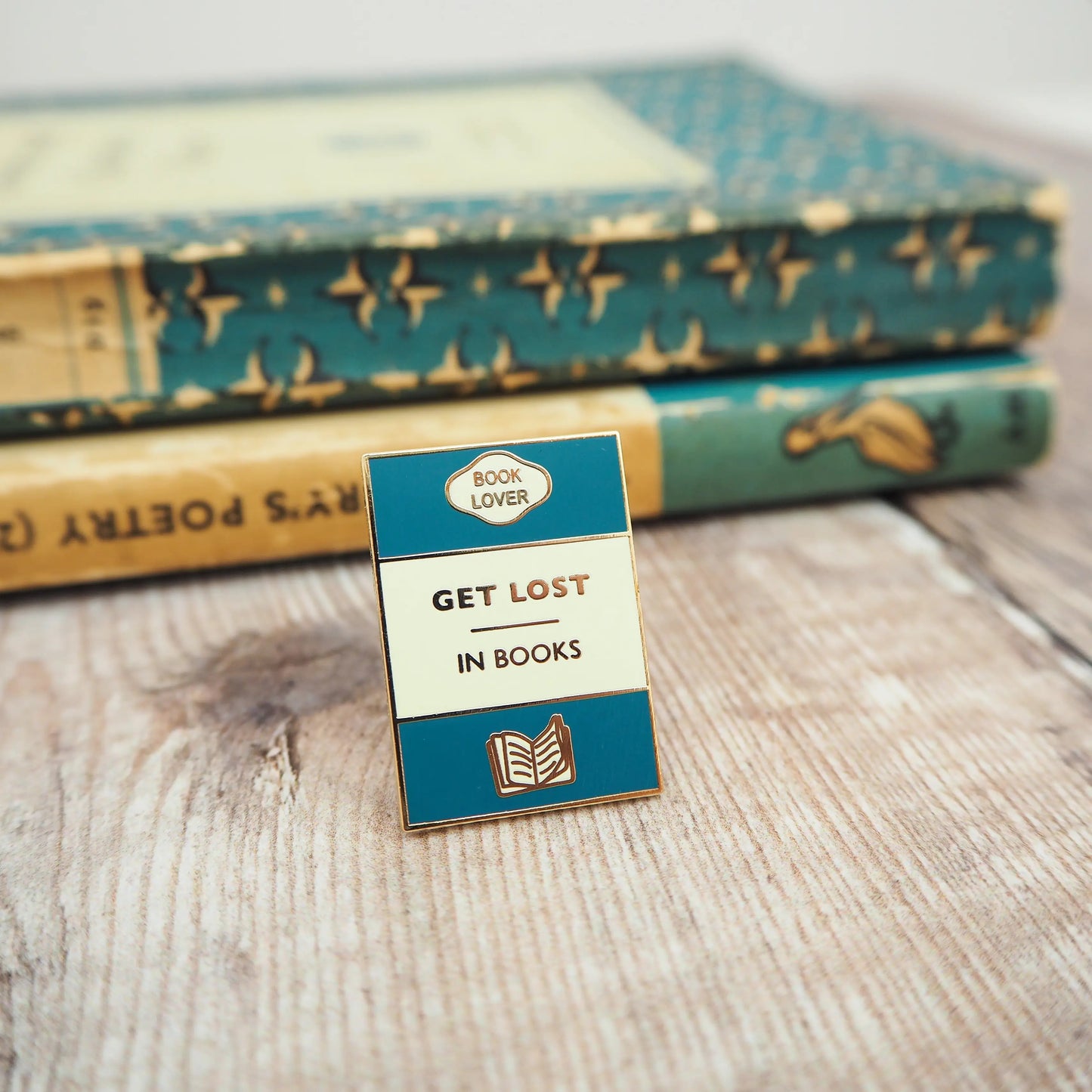 'Get Lost in Books' Book Lover Enamel Pin Badge from Literary Emporium.