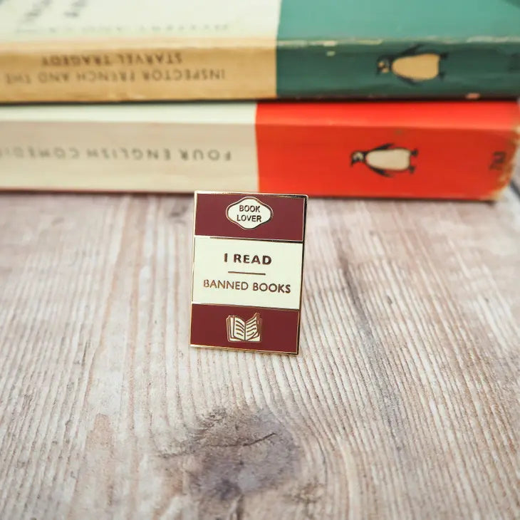 'I Read Banned Books' Book Lover Enamel Pin Badge from Literary Emporium.
