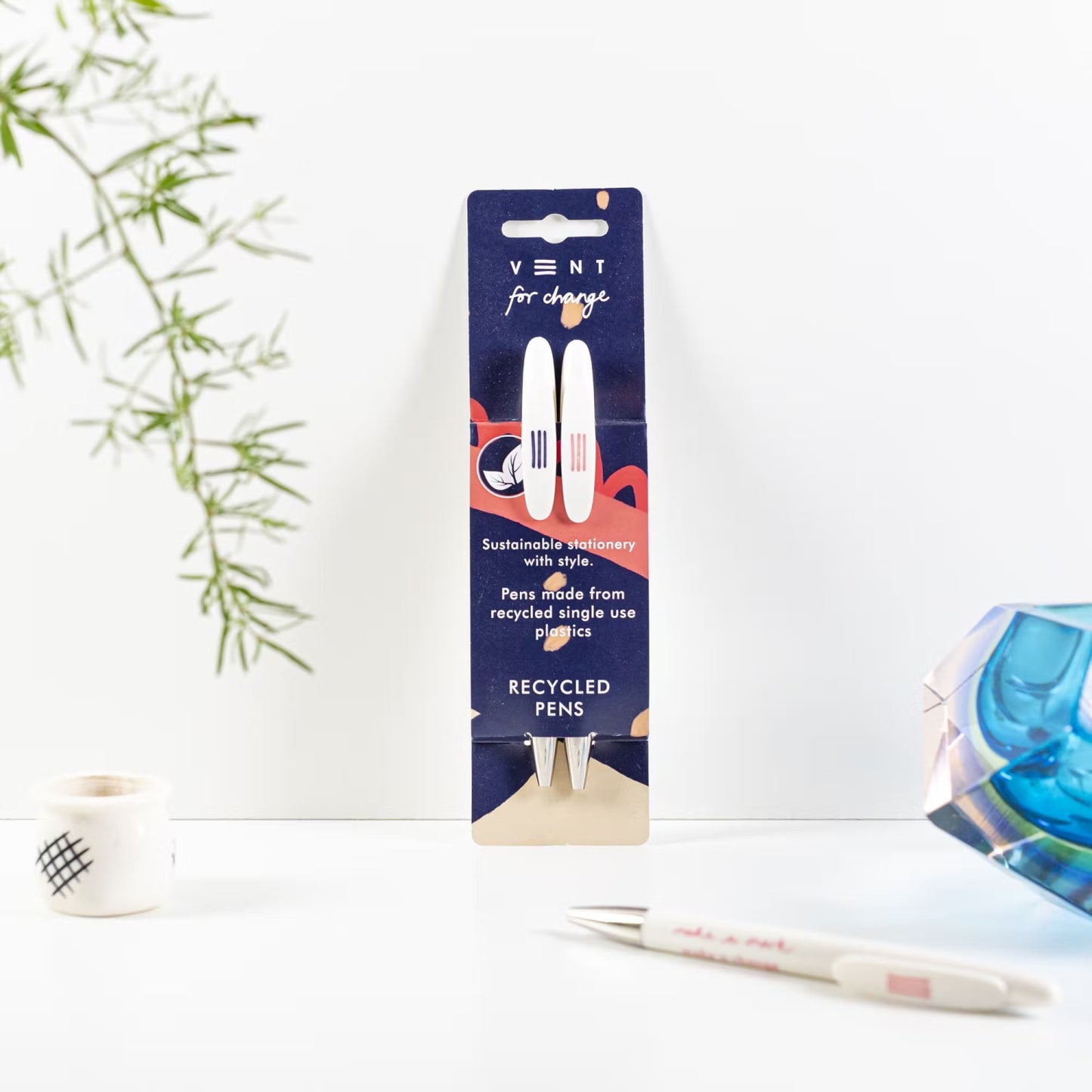 Recycled Single Use Plastic Pens in Blue Ideas Sleeve