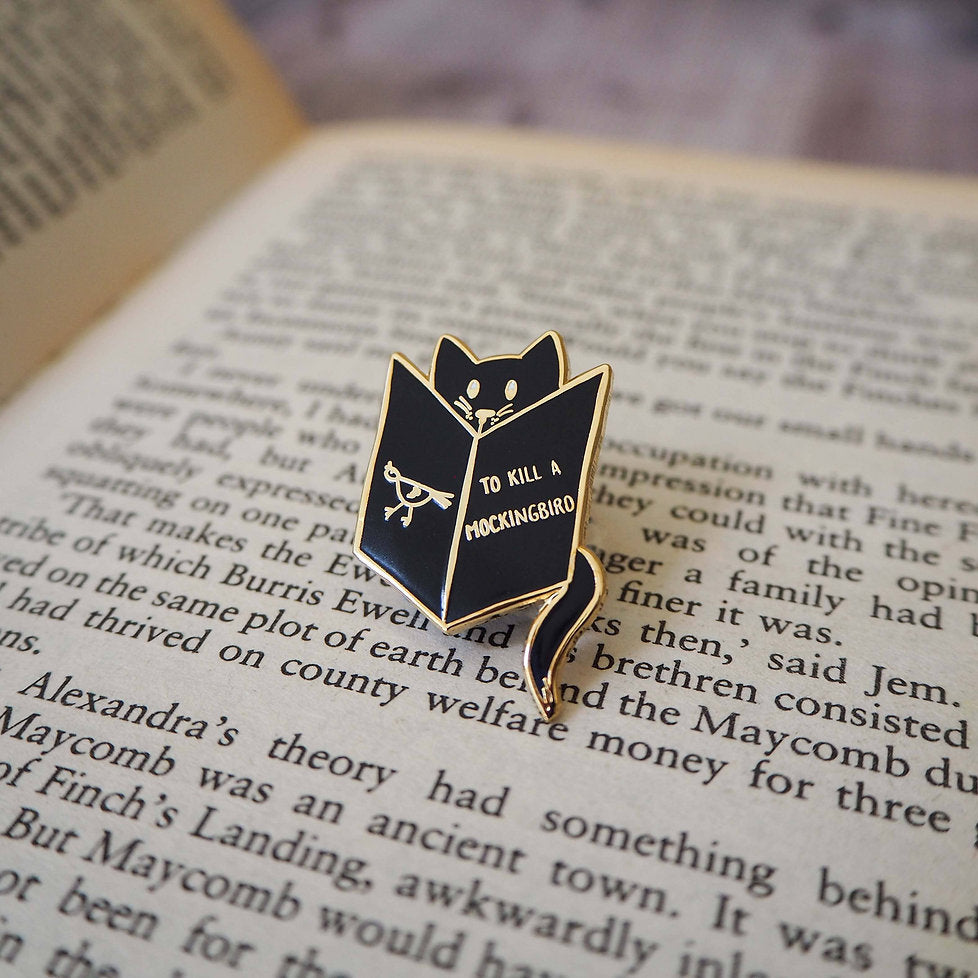 Reading Cat Enamel Pin Literary Emporium