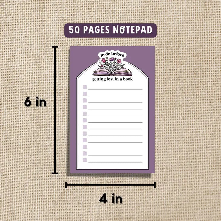 To Do Before Getting Lost in a Book Notepad