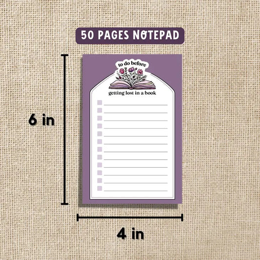 To Do Before Getting Lost in a Book Notepad