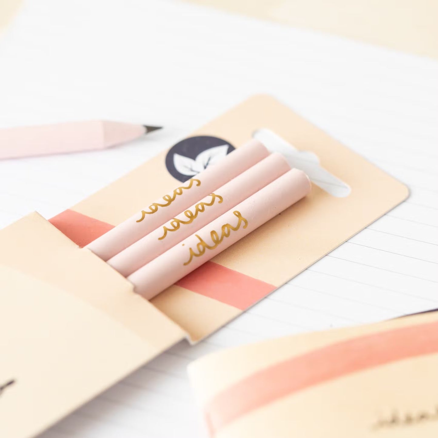 Pack of 3 Recycled Pencils - Ideas Pale Pink & Cream