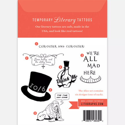 Alice in Wonderland Temporary Tattoo Pack 