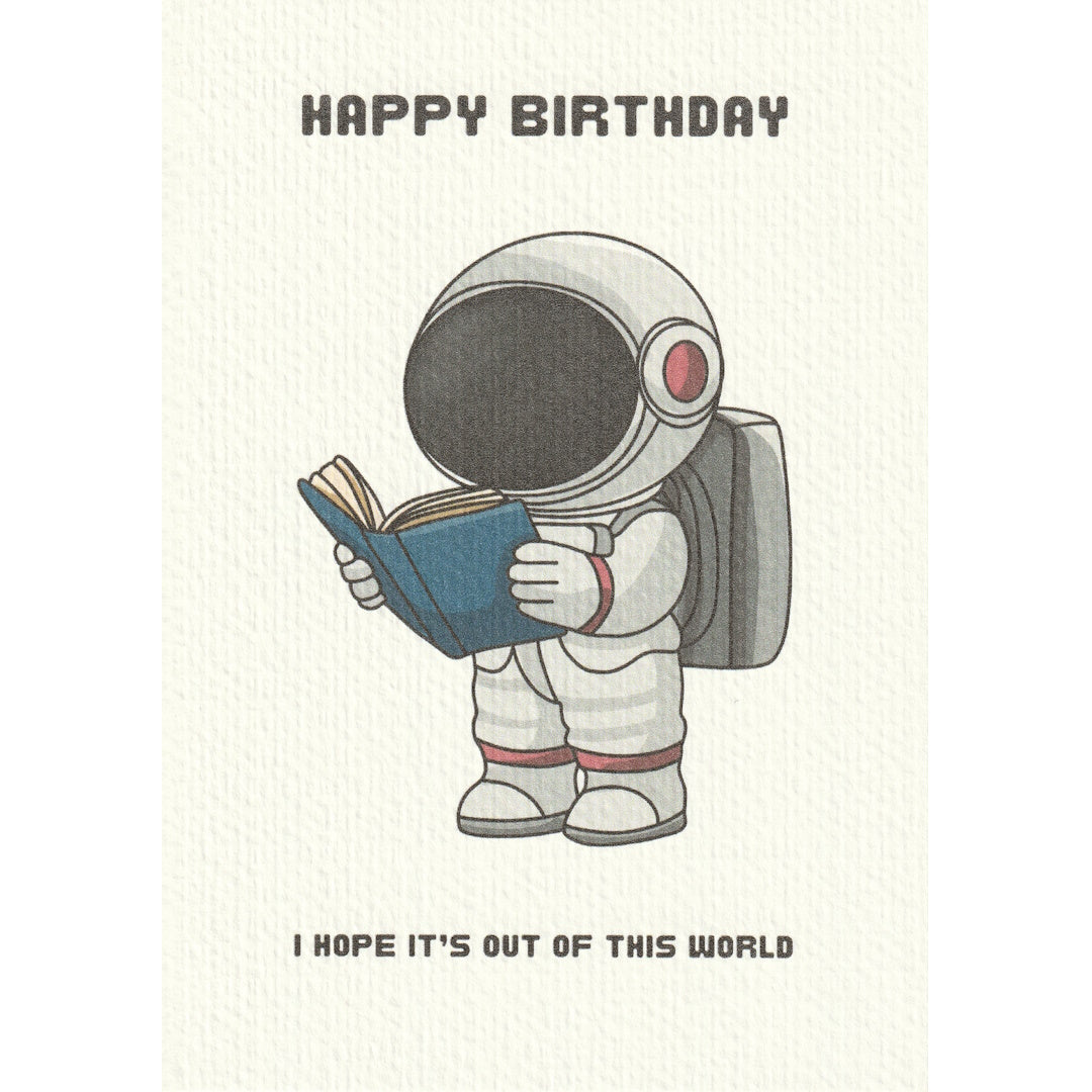 Reading Astronaut Birthday Card - A6