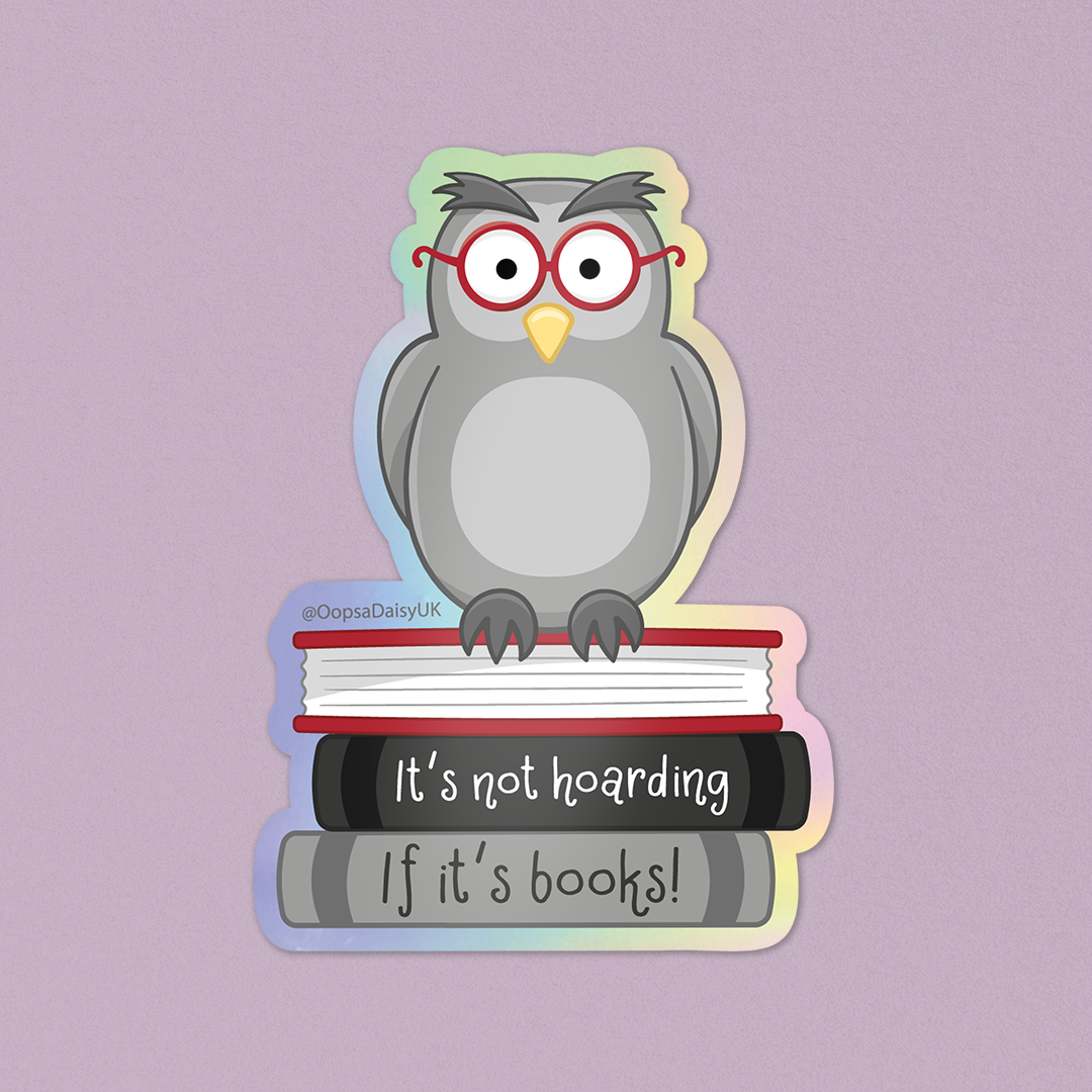 Book Owl Holographic Vinyl Sticker