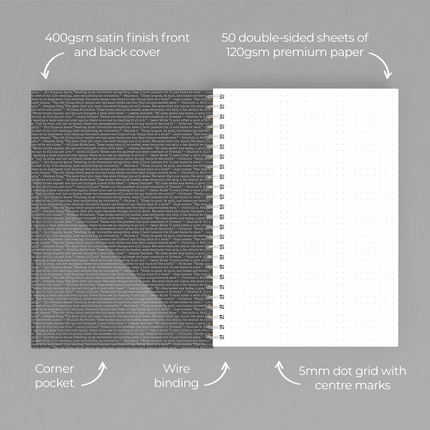 Book Owl A5 Dot Grid Wire Bound Notebook