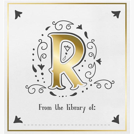 Decorative letter 'R' with decorative elements on a white background