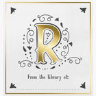 Decorative letter 'R' with decorative elements on a white background