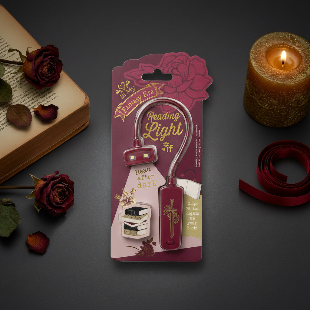 Reading light clip on packaging with decorative elements