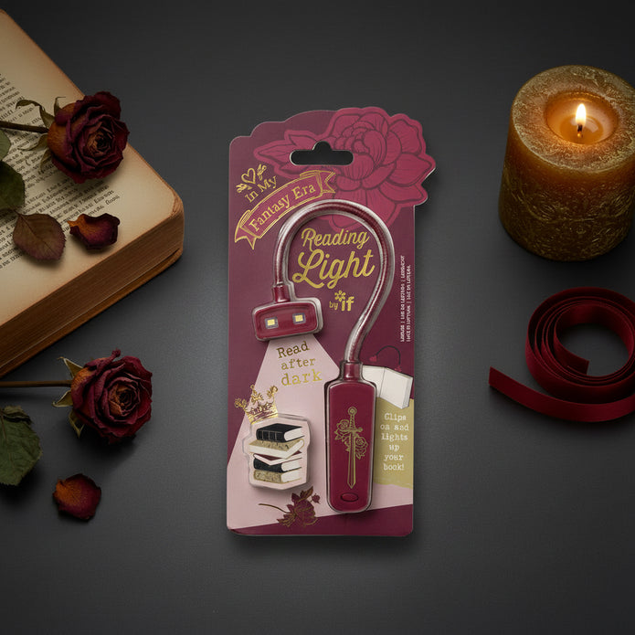 Reading light clip on packaging with decorative elements