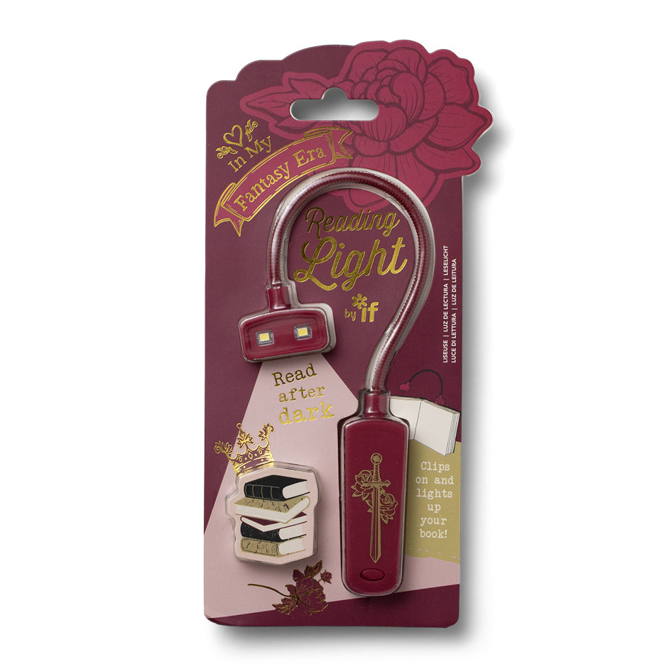 Reading light clip on packaging with decorative elements
