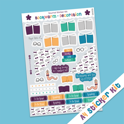 Bookworm Decoration A4 Journal Sticker Kit