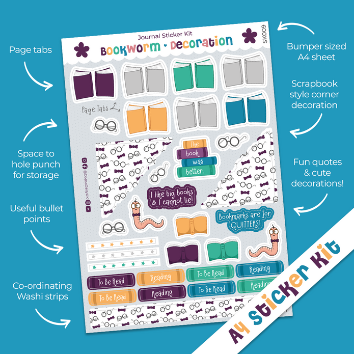 Bookworm Decoration A4 Journal Sticker Kit