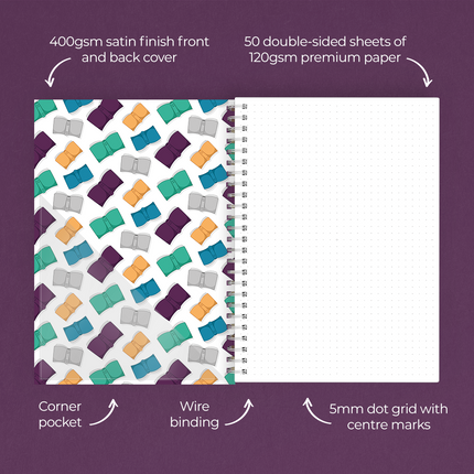 Bookworm A5 Dot Grid Wire Bound Notebook