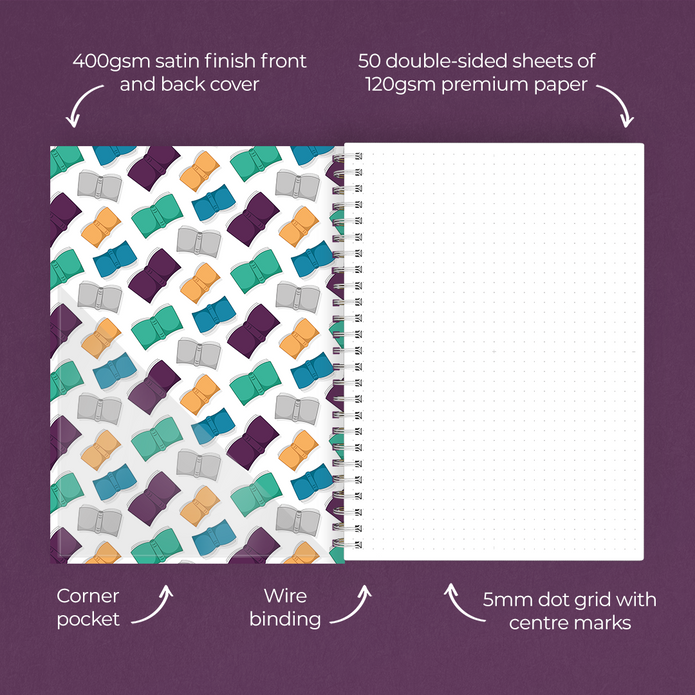 Bookworm A5 Dot Grid Wire Bound Notebook
