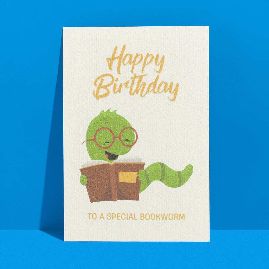 Bookworm Birthday Card - A6