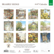 Back cover of the Brambly Hedge 2027 Calendar, featuring 12 illustrated monthly scenes in a vintage woodland style, with a small calendar preview and branding for Museums Galleries and Zero Waste.