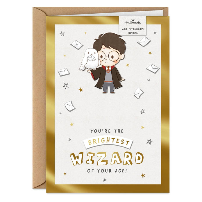 Brightest Wizard Birthday Card With Age Stickers - Harry Potter Collection