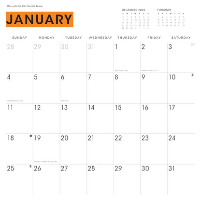 Cat People To Judge in Art and Life 2026 Wall Calendar