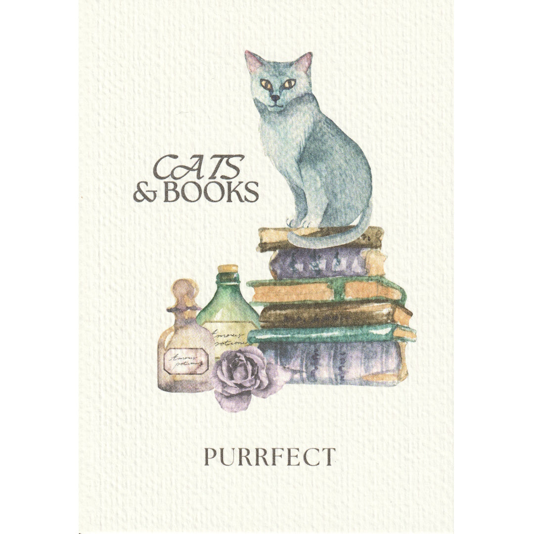 Cats & Books Greeting Card - A6