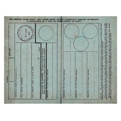 Children's Replica WW2 Identity Card