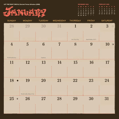 Classic Horror Movies 2026 Wall Calendar