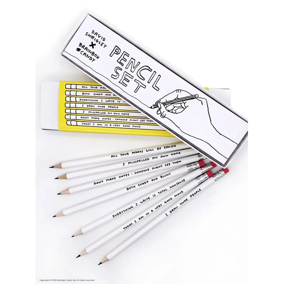 David Shrigley Artist Gift Set of 7 Pencils