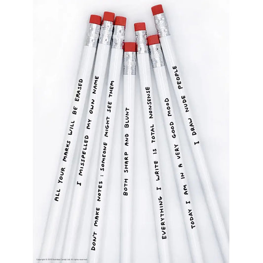 David Shrigley Artist Gift Set of 7 Pencils