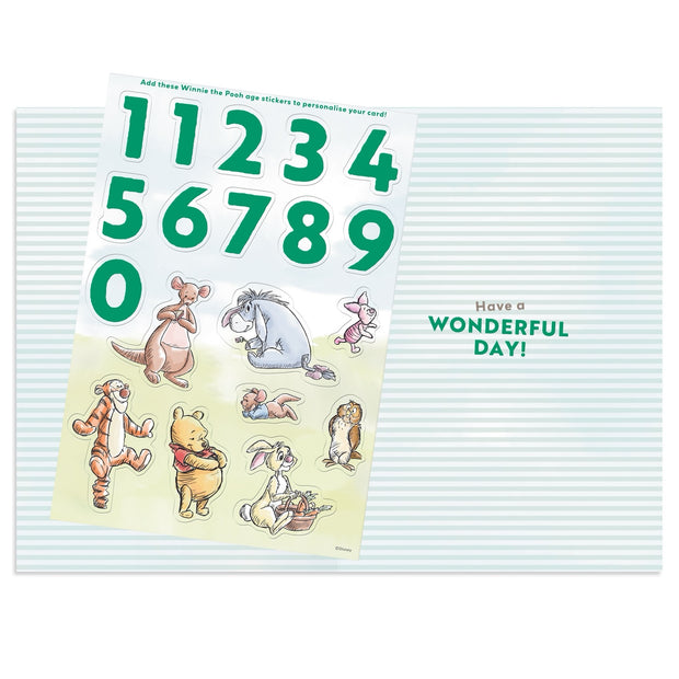 Disney Winnie the Pooh Birthday Card & Age Stickers