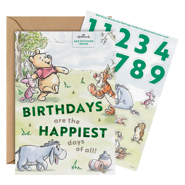 Disney Winnie the Pooh Birthday Card & Age Stickers