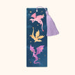 Bookmark with dragons and a tassel on a blue background