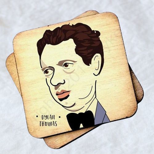 Dylan Thomas Rustic Wooden Coaster