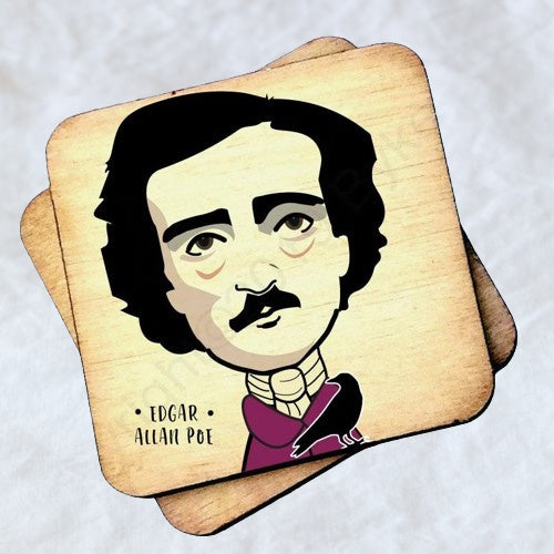 Edgar Allan Poe Rustic Wooden Coaster