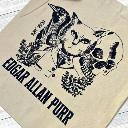 Edgar Allan Purr Fairtrade Organic Tote Bag