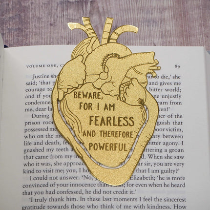 Frankenstein Anatomical Heart Brass Bookmark