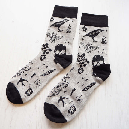 Gothic Literature Patterned Socks