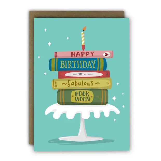 Fabulous Book Worm Birthday Card