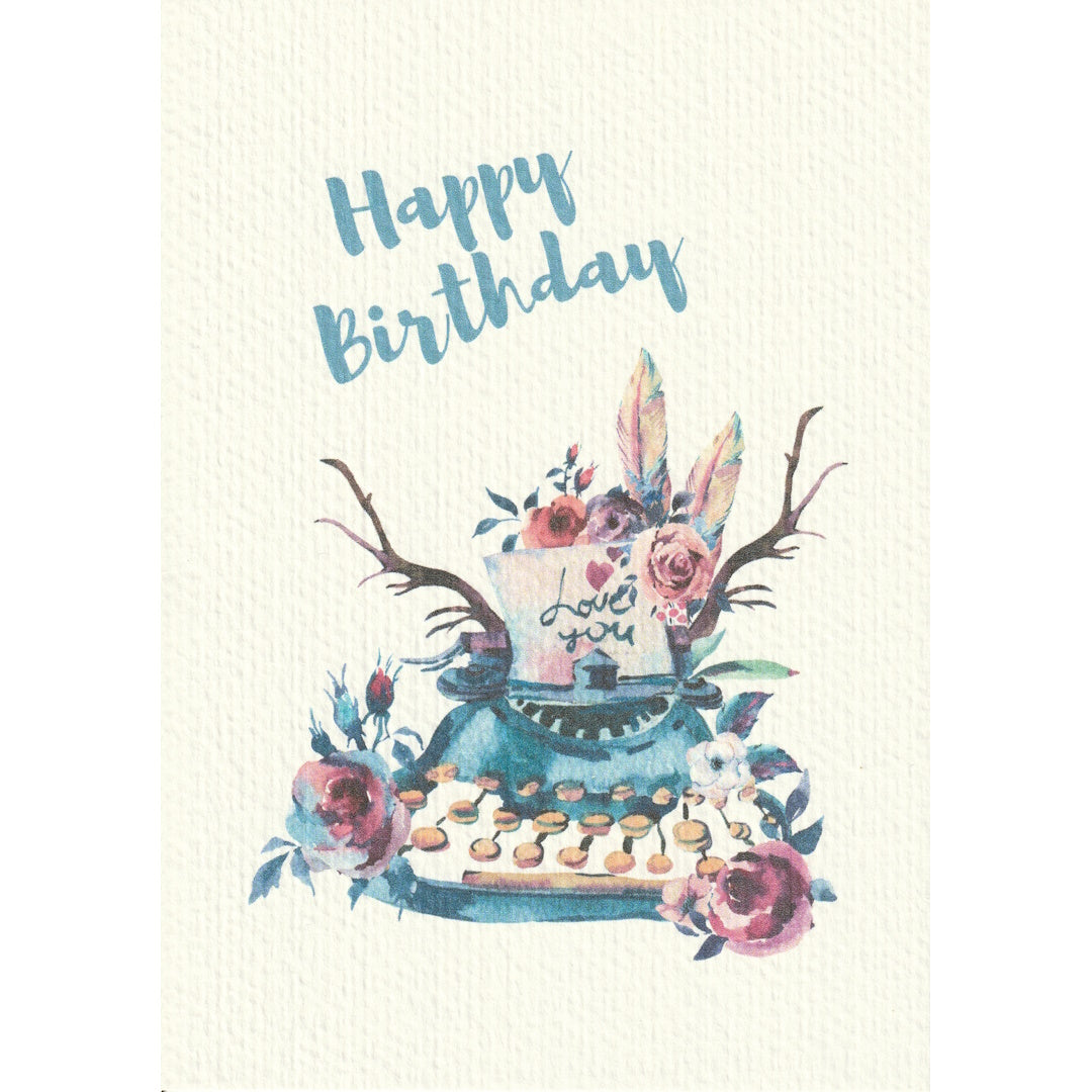 Happy Birthday Card - Blue Text - A6