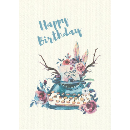 Happy Birthday Card - Blue Text - A6