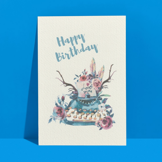 Happy Birthday Card - Blue Text - A6