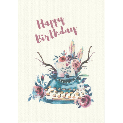 Happy Birthday Card - Pink Text - A6