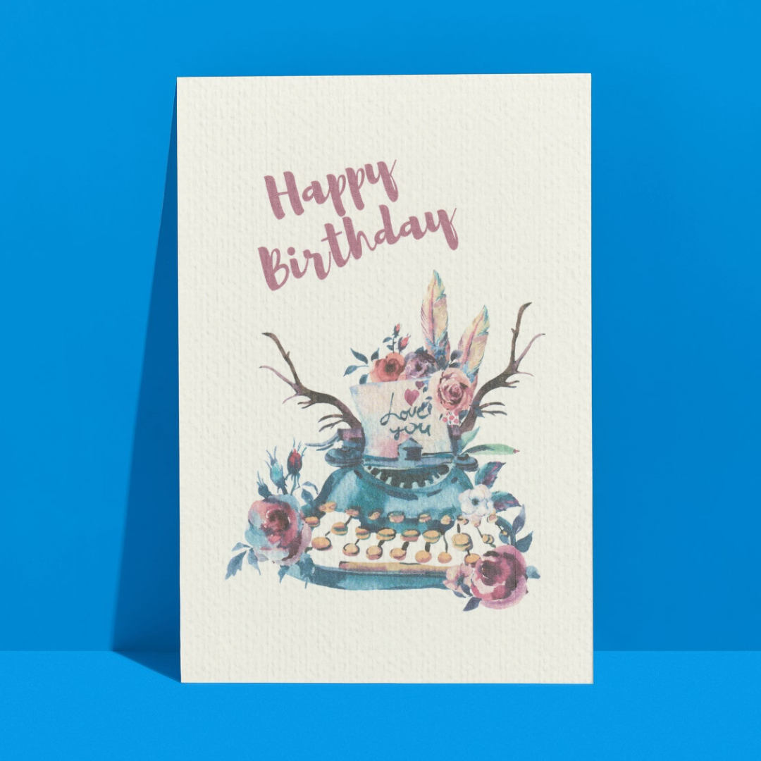 Happy Birthday Card - Pink Text - A6