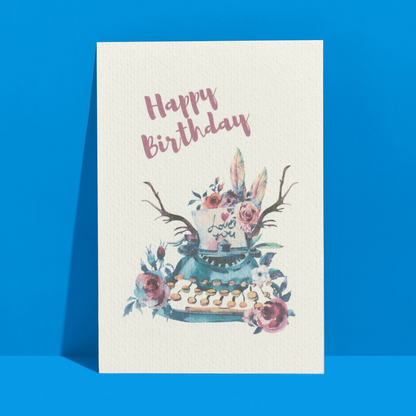 Happy Birthday Card - Pink Text - A6
